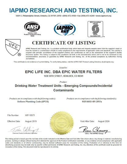 Epic Smart Shield Replacement Filter Epic Water Filters USA