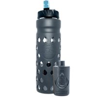 The Escape | Glass Water Bottle with Filter in Black