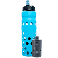 The Escape | Glass Water Bottle with Filter in Blue